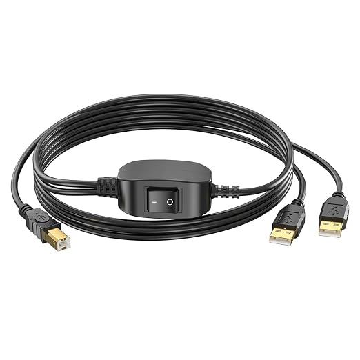 2 in 1 Printer Cable to USB 5 ft 1.5 m USB A to B Male to Male Printer Cable Splitter for Two Computers Compatible MacBook Pro HP Canon