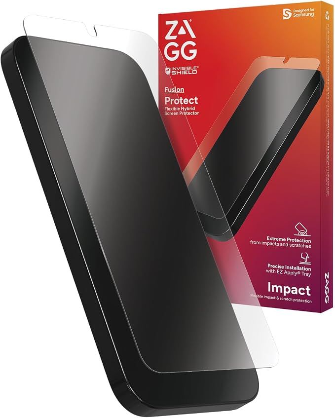 ZAGG InvisibleShield Fusion Samsung Galaxy S24 Ultra Screen Protector - Flexible Hybrid Protection Unbreakable Polymer High-Definition Clarity Eco-Friendly Biometric Tech Compatible