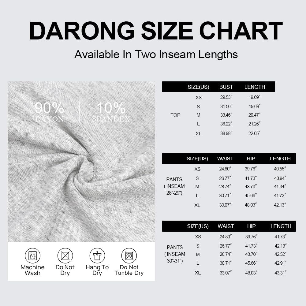Darong Women's 2 Piece Outfits Short Sleeve Lounge Sets 9042B Light Grey M