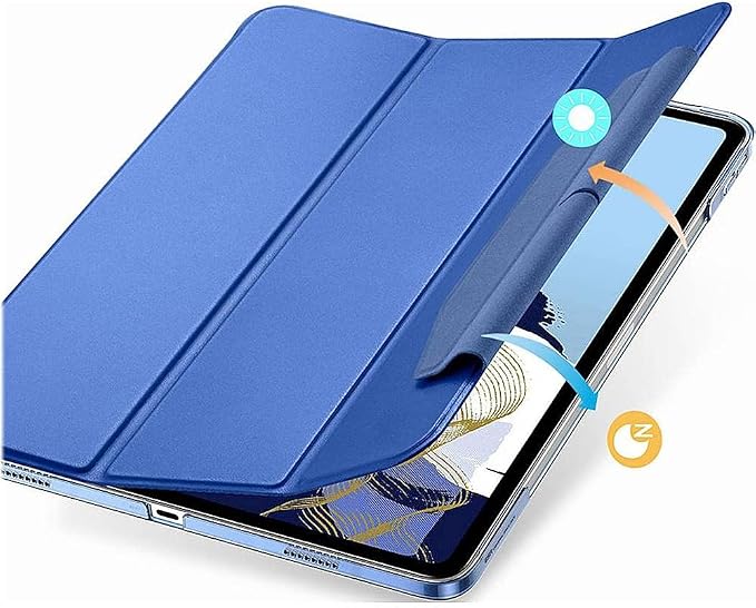 SaharaCase ESR Folio Case for Apple iPad Pro 11 (3rd Generation 2021 &amp 4th Generation 2022) [Shockproof Bumper] Rugged Protection Antislip Grip Leather Kickstand (Blue)
