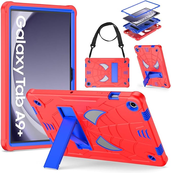 DETUOSI Case for Samsung Galaxy Tab A11+ Plus 11 2025/ A9+ Plus 2023 with Shoulder Strap 3-Layers Hybrid Heavy Duty Full-Body Shockproof4-Angles Viewing Protective Cover