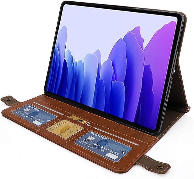 Handbag Case for Samsung Galaxy Tab S10 FE/S9 FE 10.9/S9/S8/S7 11 Techcircle Folio Stand Crossbody Wallet Protective Cover with S Pen Holder &amp Card Slots Hand Strap &amp Shoulder Strap Black