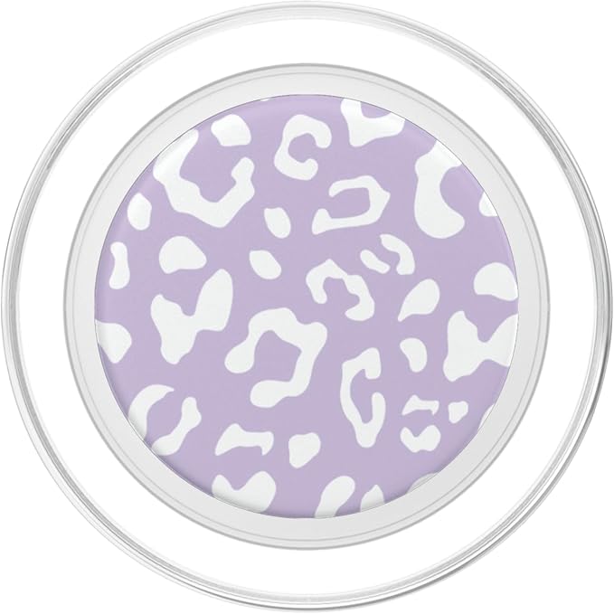 White Leopard Cheetah Light Pastel Purple PopSockets Adhesive PopGrip