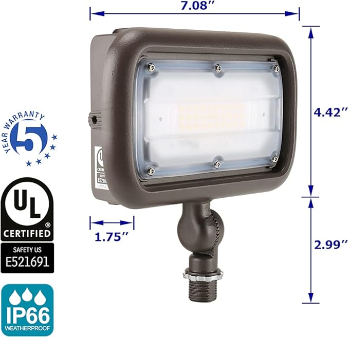 30W Exterior Flood Outdoor Security Lights 3000K, 3000 Lumen 350W Replacement LED Yard Light, 120-277V Landscape Lighting UL Listed, 5 Year Warranty