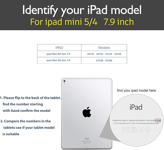 Gexmil Case for iPad mini 7.9 Inch5th/4th Generation(2019/2015) Genuine Leather Cover with Pencil HolderCowhide Folio Cover Auto Sleep/WakeAnti-FingerprintBuffalo Pattern