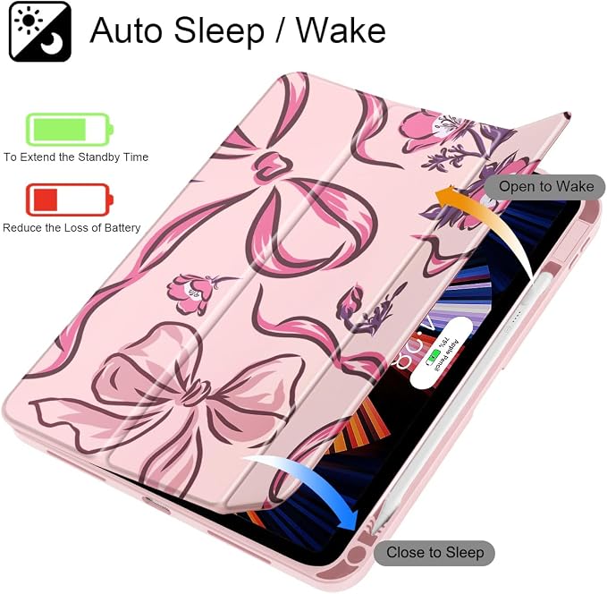 Mektron Case for 2026 iPad Air 11 inch M4 8th (M3 2025 7th /M2 2024 6th) Compatible with iPad Air 10.9 (2022 5th Gen /2020 4th Gen) Shockproof Clear Shell Blue Bows &amp Flowers