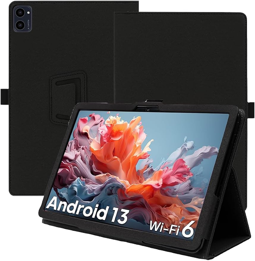 Case for ApoloSign EM101A 10.1 Touch Screen Tablets，Premium Leather Business Folio Stand Cover with Hand Strap for ApoloSign EM101ABlack.