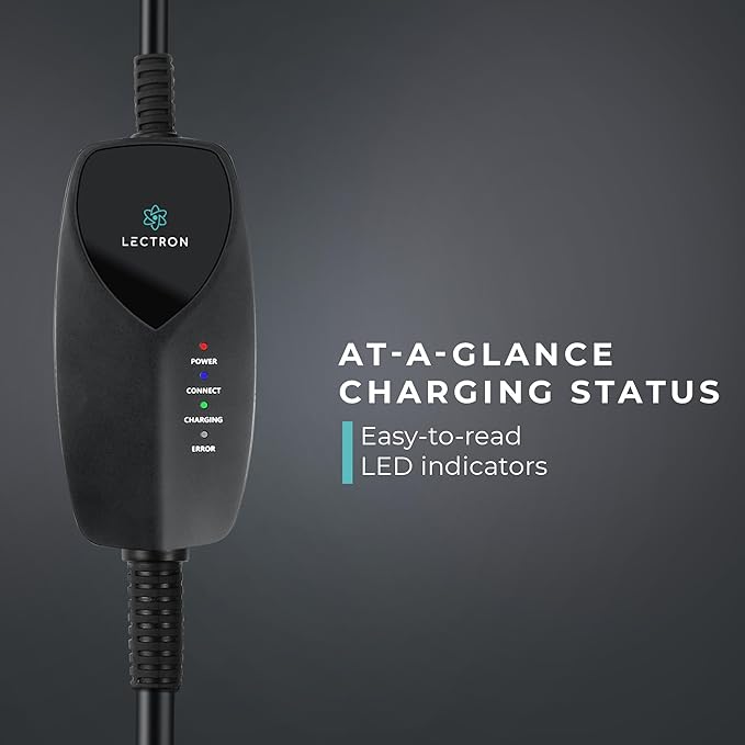 Lectron Portable Level 1 J1772 EV Charger with Wi-Fi/App Control - 12 Amp, 120V Portable Charger with NEMA 5-15 Plug, 16ft Charging Cable - for J1772 Electric Vehicles ONLY