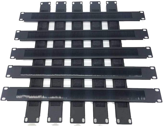 QiaoYoubang 10 Pack 1U Horizontal Rack Mount Cable Management Panel with Cable Entry Brush for 19-Inch Rack Or Cabinet Black (1UCMB1U10PC)