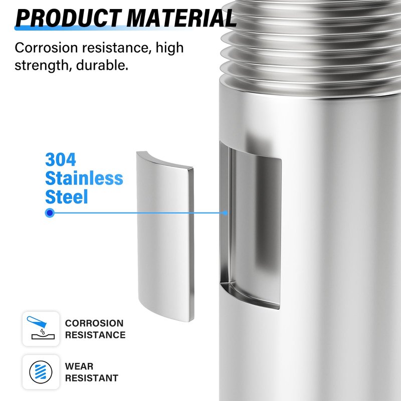 TAILONZ PNEUMATIC 3/4" NPT Male x 3/4" NPT Male 304 Stainless Steel Pipe Nipple, 16" Length Cast Pipe Fitting, Threaded Connector（Pack of 3）