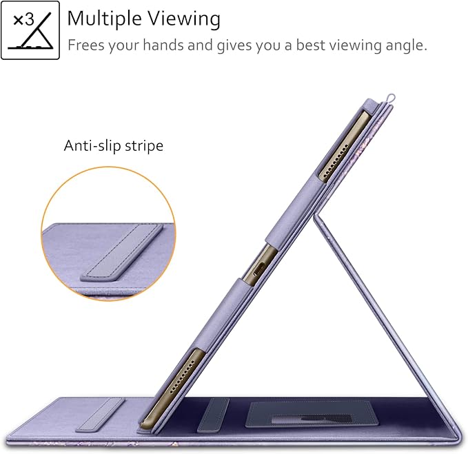 Fintie Multi-Angle Case 2017/2015 iPad Pro 12.9 inch (Old Model) 1st &amp 2nd Gen Case - [Corner Protection] Folio Stand Cover with Pencil Holder &amp Pocket Auto Wake/Sleep Blooming Hibiscus