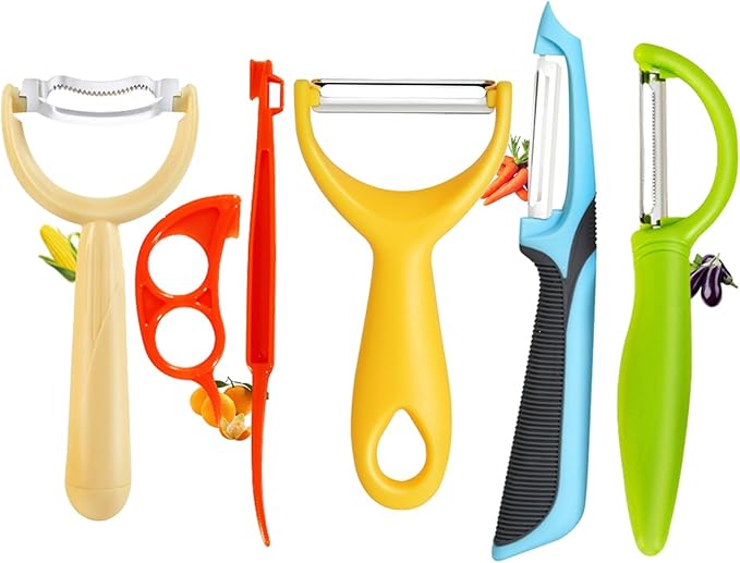 Carrot Peelers, Kitchen Vegetable Peeler Set, Including orange peeler, Corn Peeler, Corn Stripper, Potato, Apple Peelers, Y Peeler for Veggie & Fruit(Color-1) 6 Pcs