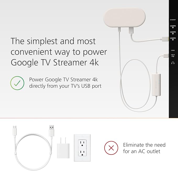 Mission USB Power Cable for Google TV (Power Google TV Directly from Your USB Port)