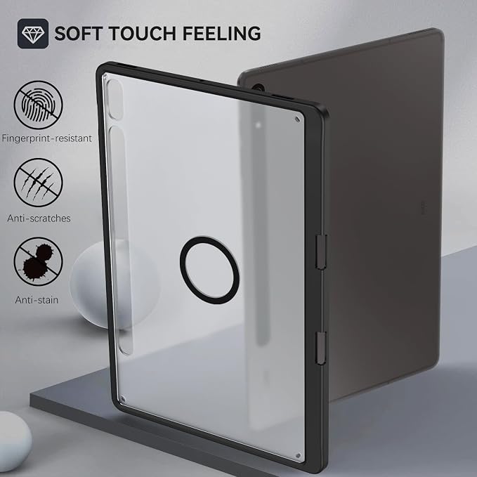 Telaso for Samsung Galaxy Tab S8 Plus 2022 / S7 FE 2021 / S7 Plus 2020 12.4 Inch Magnetic Case with Pen Holder Translucent Matte Back Soft TPU Bumper Protective Samsung Tab S8+/S7 FE/S7+ Case Black