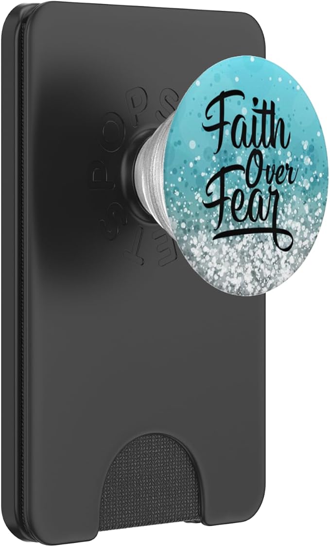Black Faith Over Fear On a White ight Blue PopSockets Adhesive PopGrip