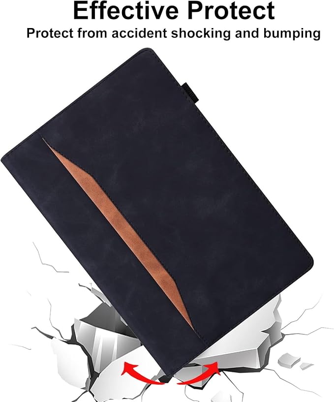 Shockproof Case for OnePlus Pad 3 / OnePlus Pad 2 Pro 13.2 inch Released 2025 - Retro PU Leather + TPU Hybrid Protective Cover with Anti-Slip Grip Strap &amp Card Slots -Black