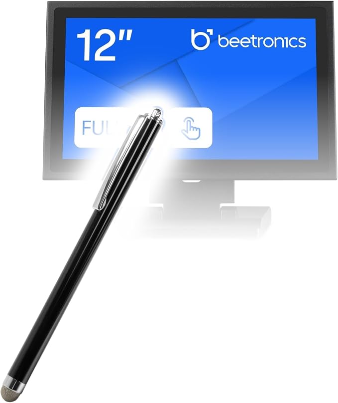 BoxWave Stylus Pen Compatible with Beetronics 12TS7M - EverTouch Capacitive Stylus Fiber Tip Capacitive Stylus Pen - Jet Black
