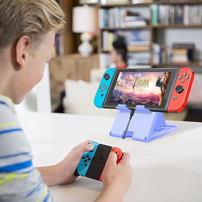 Stand Compatible with Nintendo Switch Adjustable Switch Playstand Foldable Phone Stand for Desk Compact &amp Portable Switch Holder Accessories (Black)