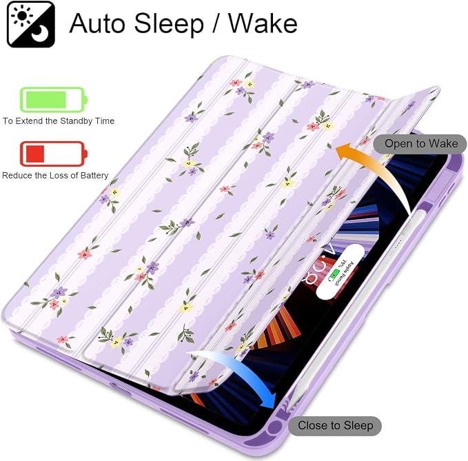 Mektron Case for 2026 iPad Air 11 inch M4 8th (M3 2025 7th /M2 2024 6th) Compatible with iPad Air 10.9 (2022 5th Gen /2020 4th Gen) Shockproof Clear Shell Blue Bows &amp Flowers