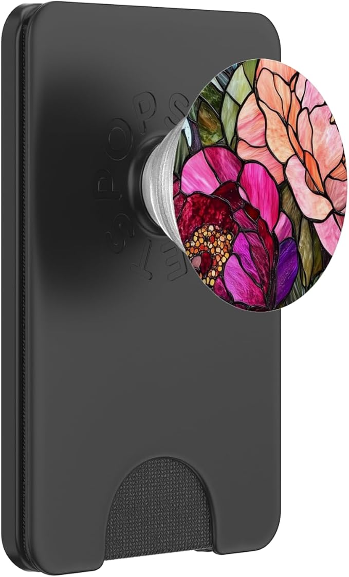 Vibrant Peonies in Bold Pink and Red Artwork PopSockets PopWallet for MagSafe