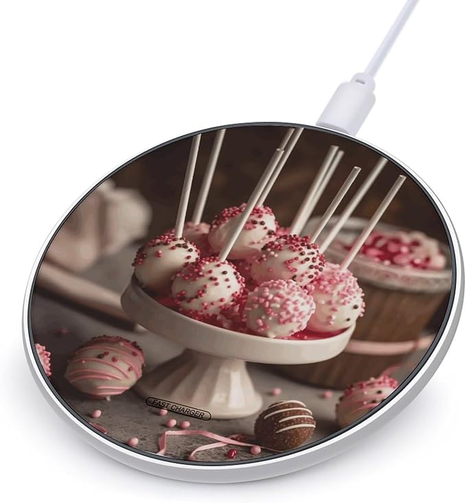 Stack of Cake Pops Wireless Charger with Aluminum Alloy Frame Qi Certified Fast Wireless Charging Pad 10W Charging Station Portable Phone Charger for All Wireless Charging Phone