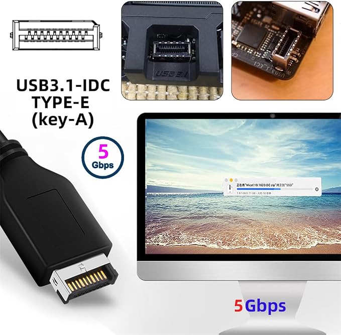 cablecc 5Gbps Type-E USB 3.1 Front Panel Socket &amp USB 2.0 to NVME NGFF M-Key Express Card VL805 Adapter for Motherboard