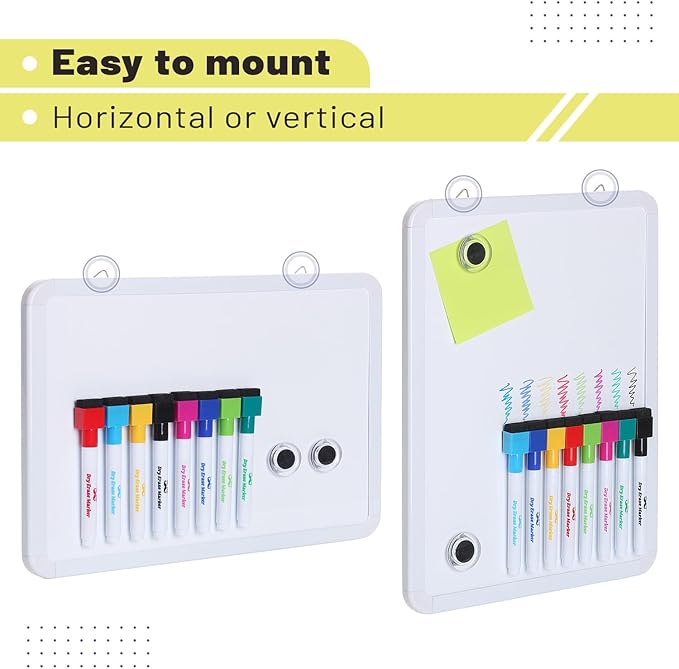 Mr. Pen- Dry Erase Board, 12.5" x 9.5" with 8 Dry Erase Markers and 2 Board Magnets, Small Whiteboard
