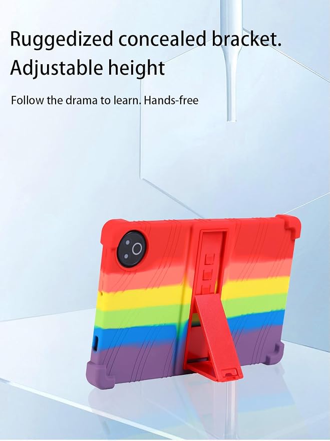for Evermyth 10 Inch Android 15 OS GMS Certified Tablets CaseUYRUREL Soft Silicone Adjustable Stand Cover Lightweight Kids FriendlyBlack.
