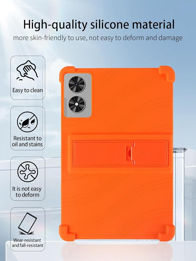 for Frameflow P11T Android 16 11-Inch TabletUYRUREL Skin-Friendly Soft Silicone Protective CaseFull Protection Against Drops and Scratcheswith Adjustable Viewing StandBlack.