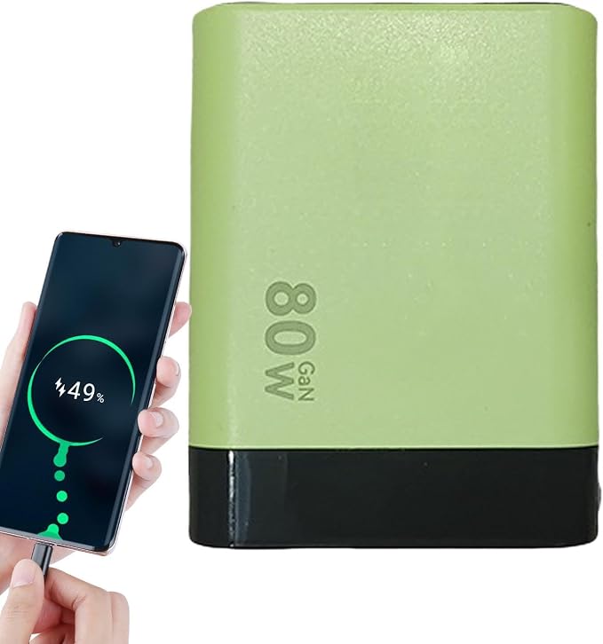 Charger Retractable Mobile Phone Charger Wall Plug with Expandable 80w Max Fast Charging Module Type-C Cable and 2 USB Ports for Mobile Phones Laptops