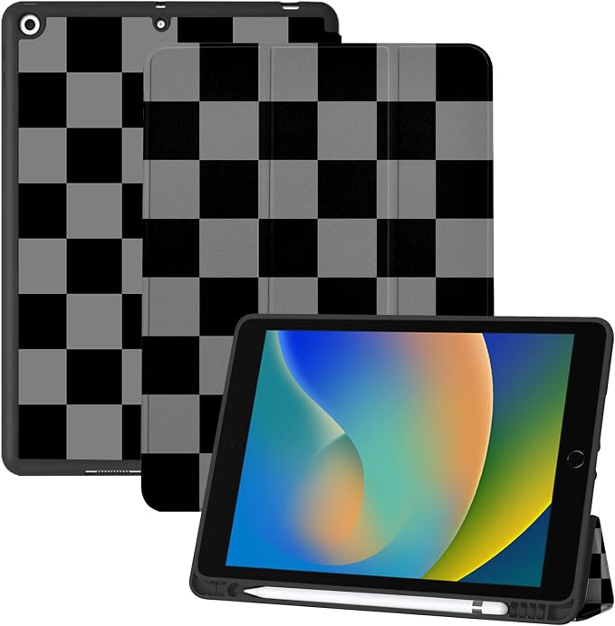 Compatible with iPad 10.2 inch Case 9th /8th /7th Generation Case (2021/2020/2019) Auto Sleep/Wake Cover Cute Abstract Aesthetic Preppy Women Girls-Black Bling Glitter Shiny Sparkly