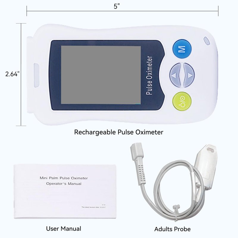 Continuous Pulse Oximeter Fingertip, Medical Grade Accuracy Fast Reading SpO2 Pulse Rate Blood Oxygen Saturation Monitor Handheld 500 Data Storage Overnight Pulse Oximeters with Adjustable Alarm