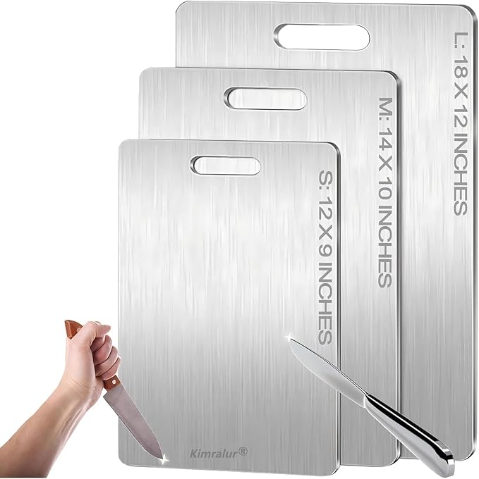 Titanium Cutting Board, Double Sided - Non Slip, Dishwasher Safe Chopping Board for Kitchen, Non Toxic, Easy to Clean, 2026 Upgrade (100% Pure Food Grade Titanium) (12"L x 9"W)