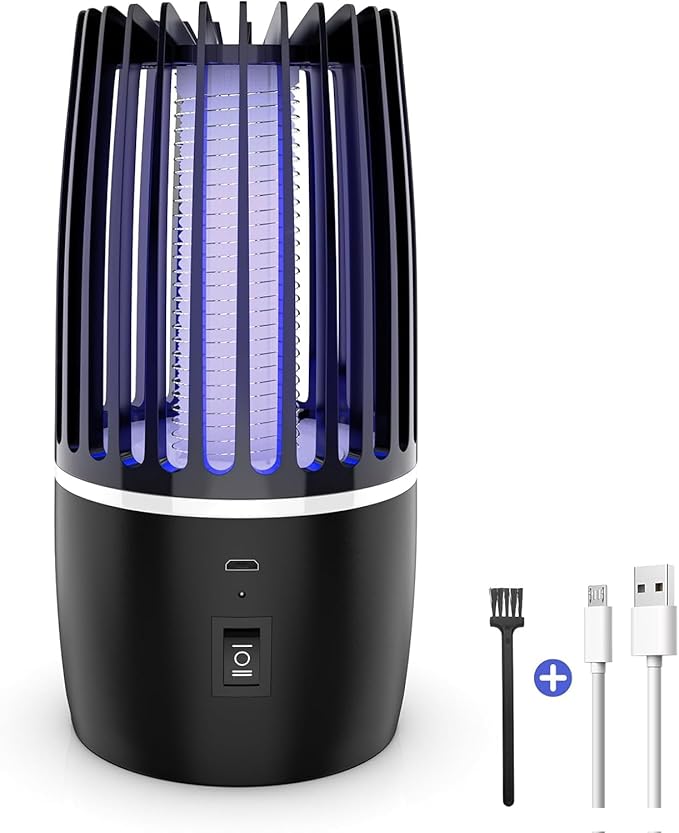Tiptop Home Bug Zapper Indoor, Rechargeable Bug Zapper with Powerful Fan & Large Storehouse for Gnats, Moths, Fruit Flies, Indoor Insect Killer Trap for Bedroom, Office, Kitchen