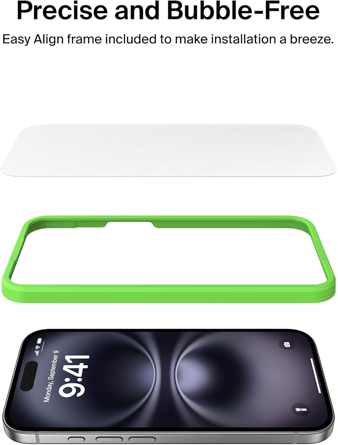 Belkin ScreenForce UltraGlass 2 Screen Protector for iPhone Air 25X Stronger Glass Scratch-Resistant &amp Impact Protection Easy Align Tray for Bubble-Free Application Made with Recycled Glass