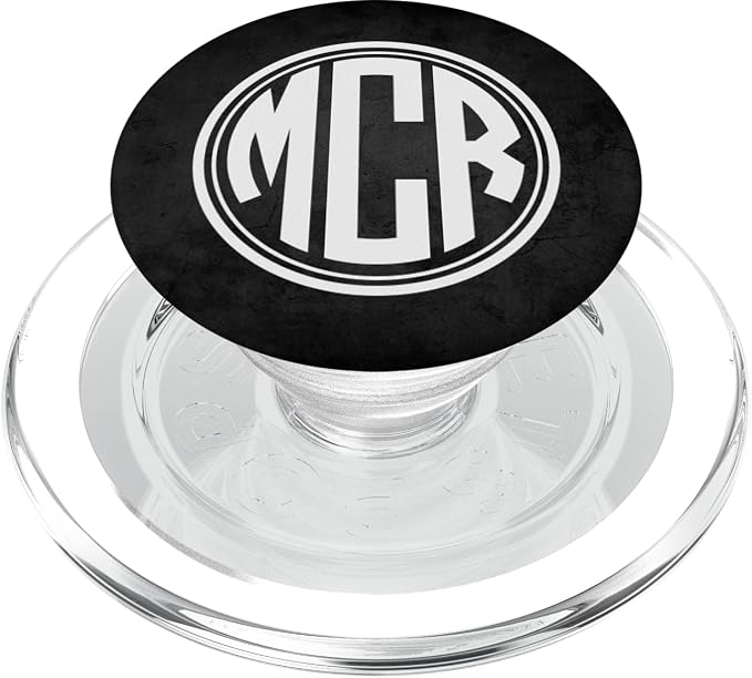 MCR Monogram Gift Initials MCR or MRC on Black PopSockets Adhesive PopGrip