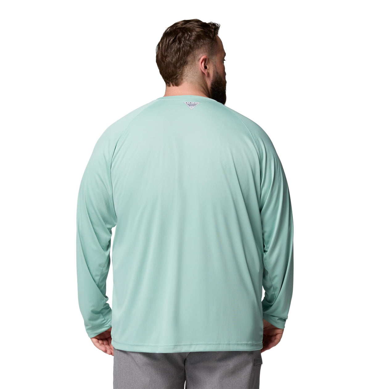 Columbia Men's PFG Terminal Tackle Long Sleeve Fishing Shirt, Misty Jade/Shark Logo, X-Large Tall