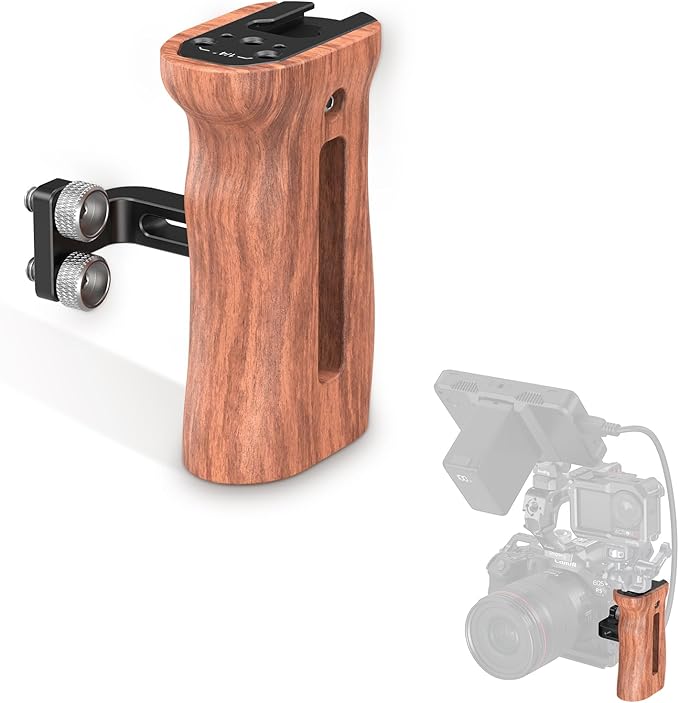 SmallRig Wooden Side Handle with 1/4''-20 Screws, Max. Load 15kg/33lbs, Up and Down Adjustable, for Left or Right Hand
