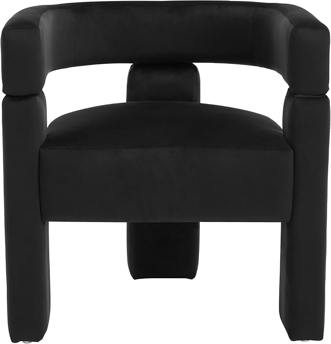 Black Dining Chairs Set of 4, Upholstered Velvet Barrel Chairs with Arms Comfy Side Chairs for Living Room/Dining Room/Reception