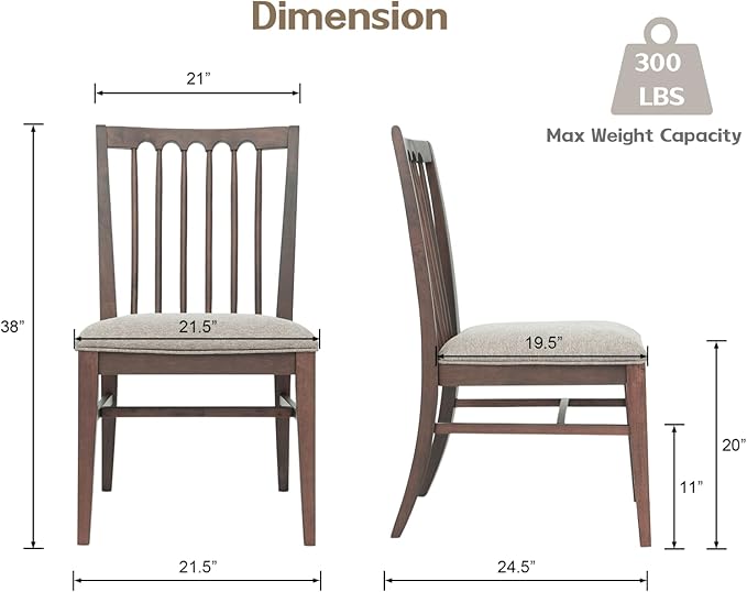 chairus Upholstered Dining Chairs Set of 6, Walnut Wooden Barrel Kitchen Chairs with Slat Back Double-Layer Cushion Farmhouse Accent Chairs for Dining Room/Living Room/Restaurant, Chenille Brown