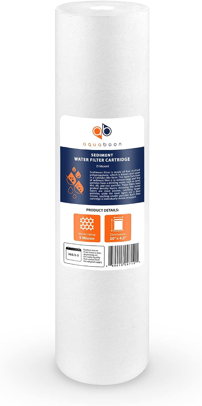 Aquaboon 5 Micron 20 x 4.5 Water Filter Cartridges Set of 4, Whole House Water