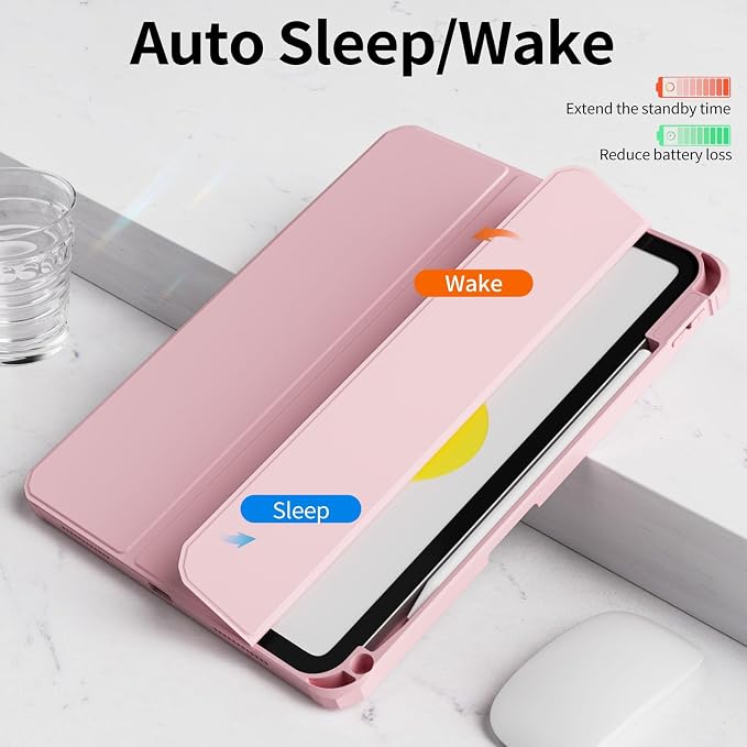 Detachable Case for iPad A16 11th Gen 11/10th Gen 10.9 Black | Slim Transparent Shell Back Soft Shockproof TPU Frame Without Pencil Holder Auto Sleep/Wake