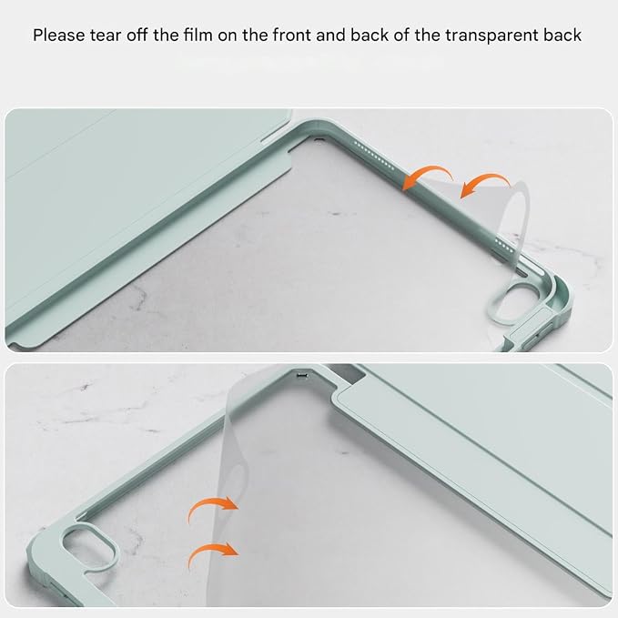 Detachable Case for iPad A16 11th Gen 11/10th Gen 10.9 Black | Slim Transparent Shell Back Soft Shockproof TPU Frame Without Pencil Holder Auto Sleep/Wake