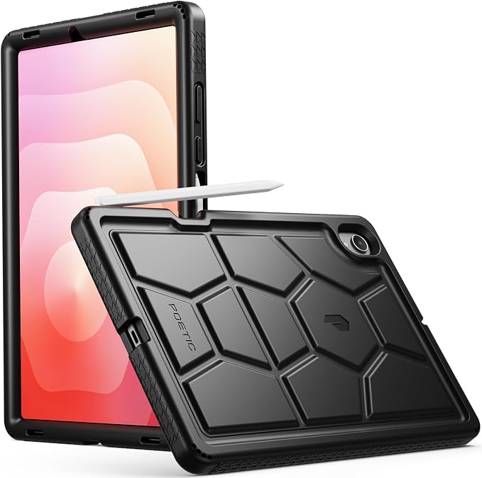 Poetic TurtleSkin Case for Samsung Galaxy Tab S10 FE Plus (2025 Release) 13.1 inch Case with S Pen Holder Heavy Duty Shockproof Kids Friendly Protective Silicone Cover Black