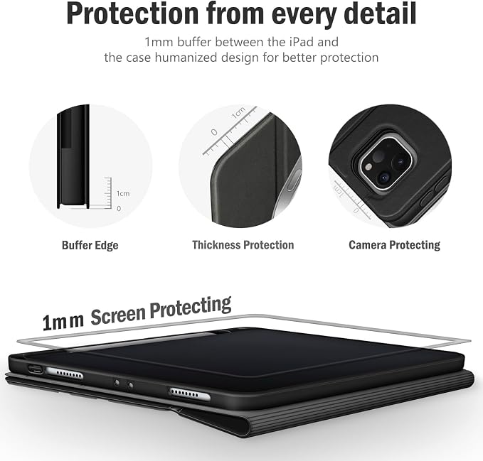 Antbox Case for iPad Pro 11 inch 4th/3rd/2nd/1st Generation Black | Vegan Leather with Pencil Holder Auto Sleep/Wake Function iPad Pro 11 Cover