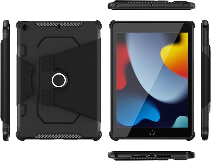 Kids Case for iPad Pro 11 M5/M4 &amp iPad Air 11 (2026/2025/2024) Shockproof Case with Pencil Holder Techcircle Light EVA Foam Handle Stand Bumper Protective Child Friendly Drop Proof Cover Black