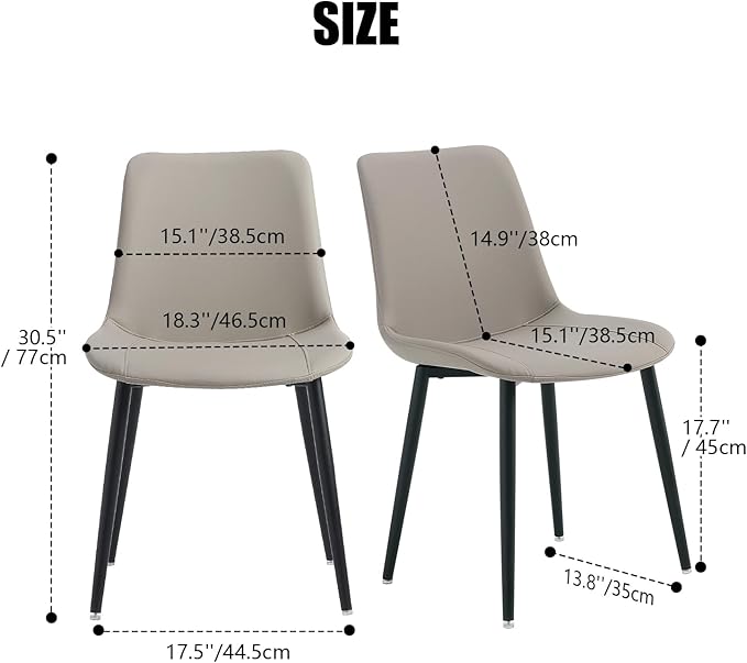 Leather Dining Chairs Set of 4, Mid Century Modern Faux Leather Kitchen & Dining Room Chairs, Comfortable Dinner Chair Kitchen Chairs for Restaurant Living Room, Cafe, Home (4, Young Colt)