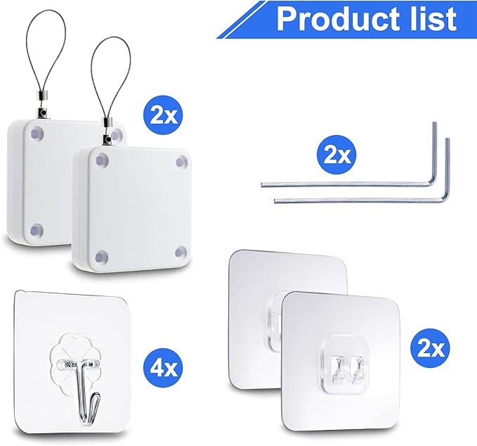Rierdge 800g Set of 2 Punch-Free Automatic Sensor Door Closer, Multifunctional Drawstring Auto Door Closer for Residential Commercial Bedroom Room Storm (2 Pcs White)