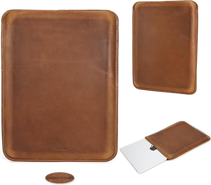 Top Grain Leather 12.9 Tablet Sleeve Slim Protector Vintage Design Fully Handmade Compatible with 12.9 iPad Pro 3/4/5/6 Gen Fits A2233 A2069 A2378 A2379 A2461 A2462 Coffee 12.9 Inch