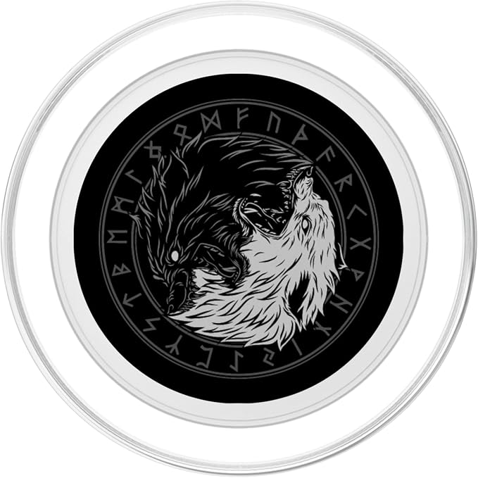 Sons of Fenrir - Sköll and Hati - Ying Yang Wolf PopSockets Adhesive PopGrip